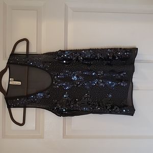 ROBBI & NIKKI, Sleeveless Black Sequin Shirt, Size Small